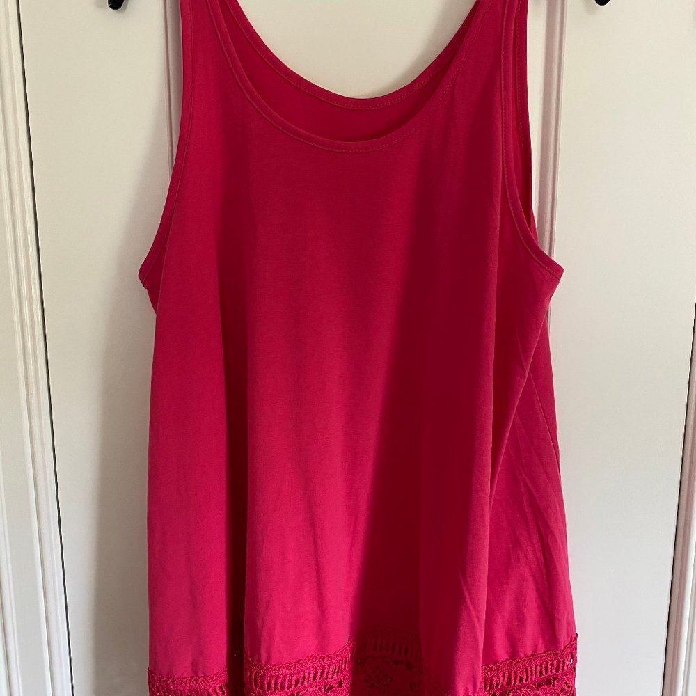 Women's Top with Lace Trim in Hot Pink
